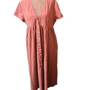 NATURAL LIFE Terracotta Button Maxi Dress